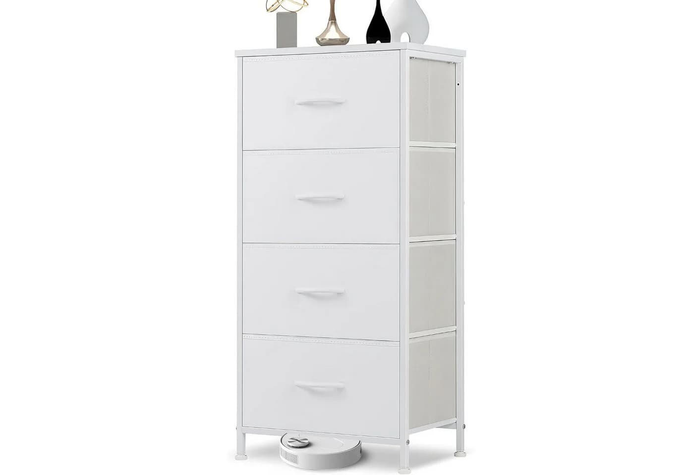 SURFOU Sideboard Kommode 4 Schubladen Weiß Stahlrahmen - Bild 2