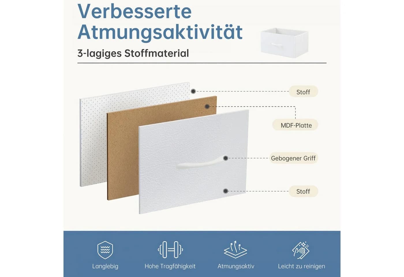 SURFOU Sideboard Kommode 4 Schubladen Weiß Stahlrahmen - Bild 5