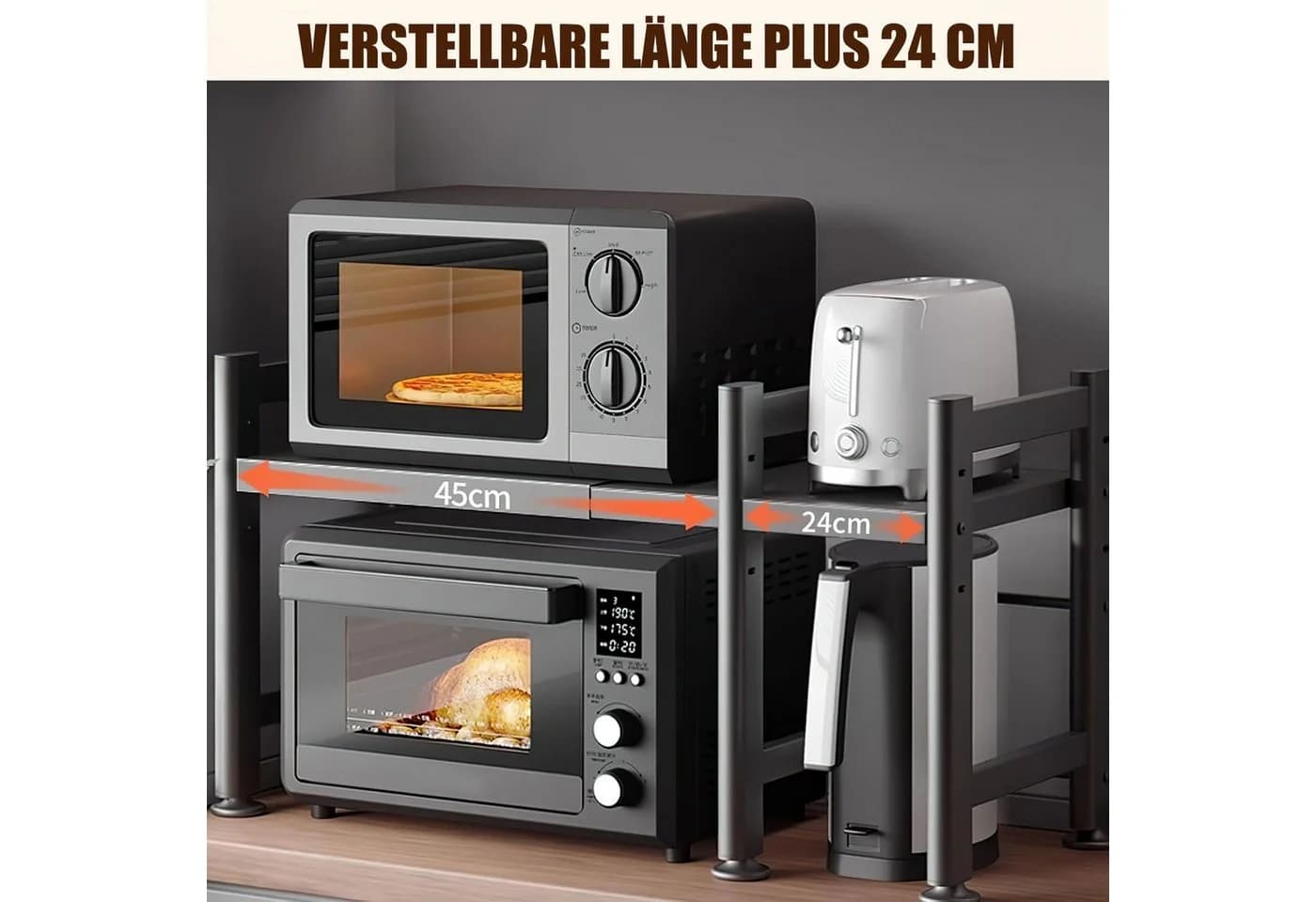SURFOU Küchenregal 2-Stufig 40-64 cm Kohlenstoffstahl - Bild 4