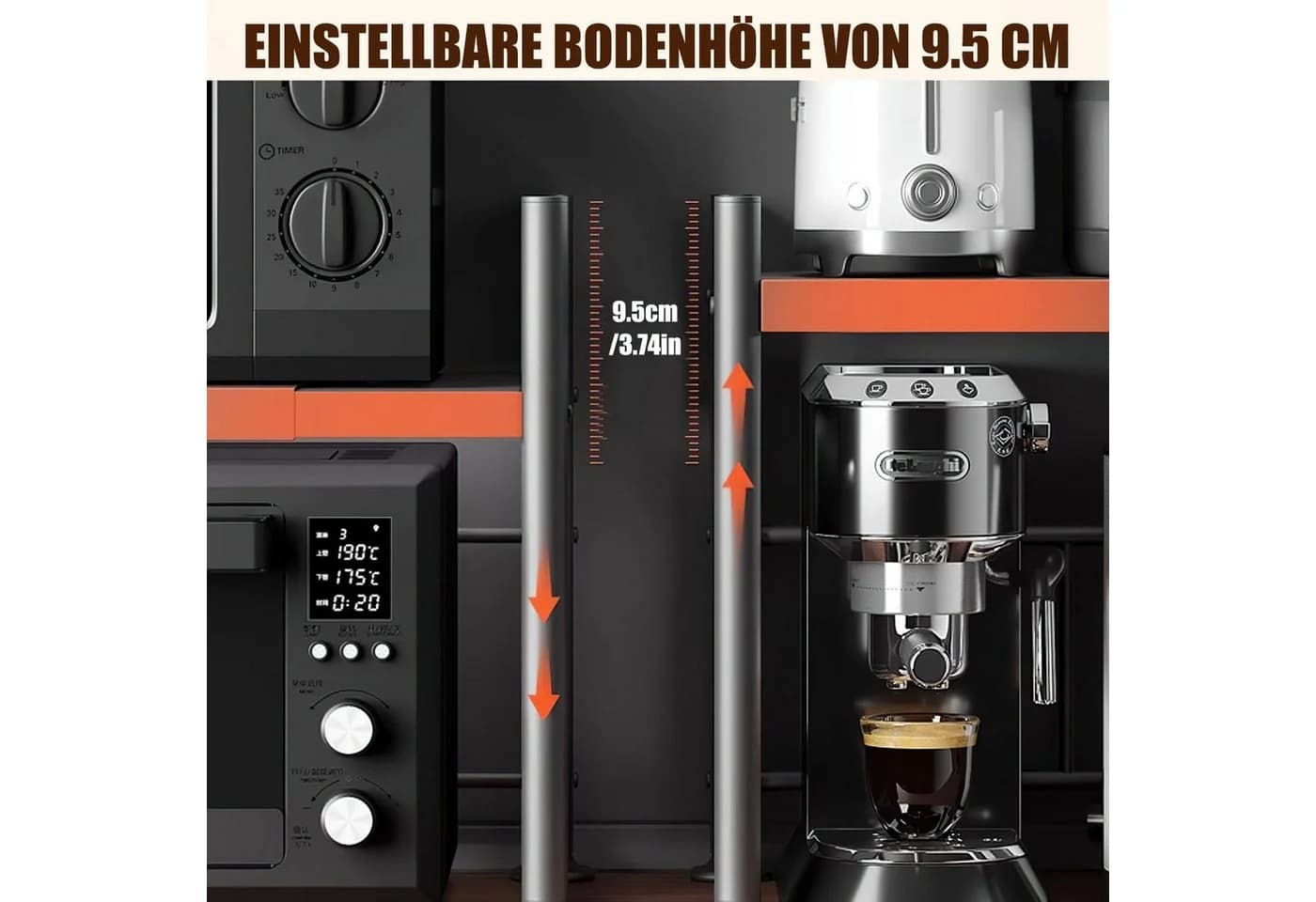 SURFOU Küchenregal 2-Stufig 40-64 cm Kohlenstoffstahl - Bild 5