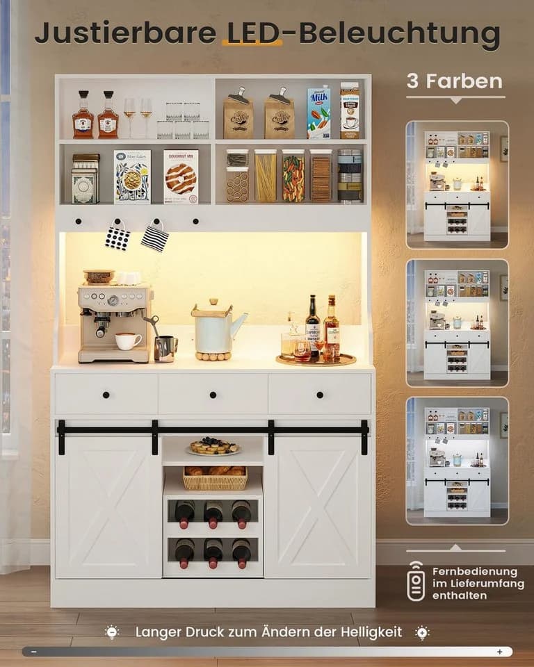 MSMASK Küchenbuffet Küchenschrank Sideboard Mehrzweckschrank mit LED-Beleuchtung - Bild 3