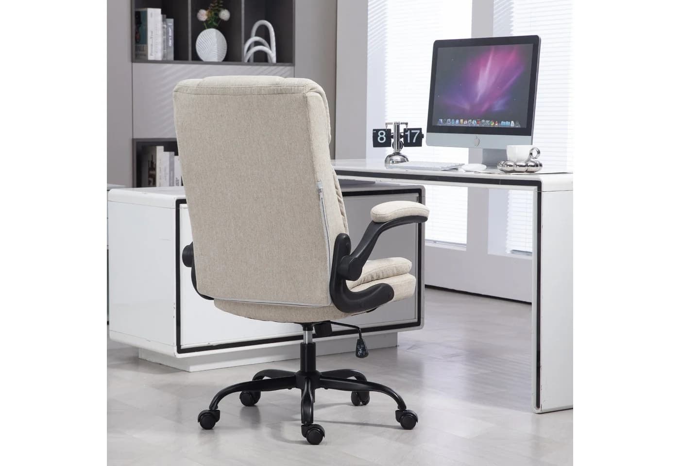 LIYURUI Bürostuhl Ergonomischer 150kg Belastbarkeit Chefsessel Beige - Bild 3