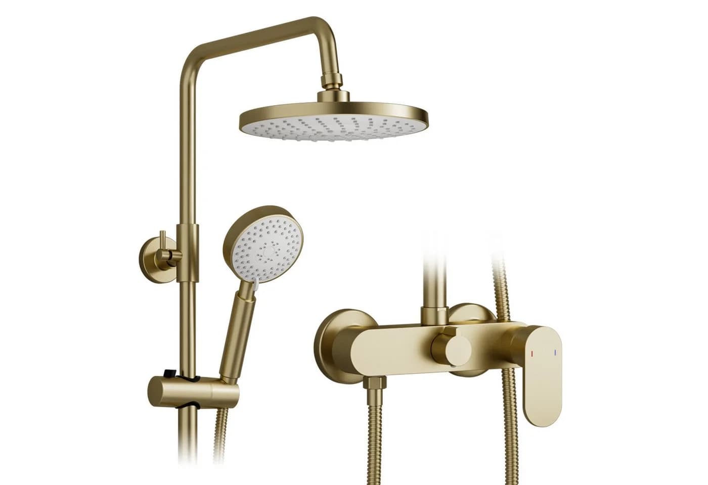 Oihpaw Duschsystem Duscharmatur mit Einhebelmischer, Höhenverstellbare Duschsäule, 3 Strahlart(en), 20 cm ABS Regendusche & Handbrause mit 3 Modi Gold - Bild 2