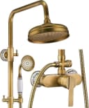 Oihpaw Duschsystem Messing Gold Kopf- und Handbrause Bild 2