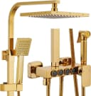 Oihpaw Multifunktionales Duschsystem in Gold: Regenduschkopf, Handbrause, Badewannenarmatur Bild 2