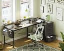 ODK Schreibtisch mit 4 Schubladen, USB-Ladeanschluss und 2 Steckdosen, 140x80x84.5cm, schwarz Bild 4