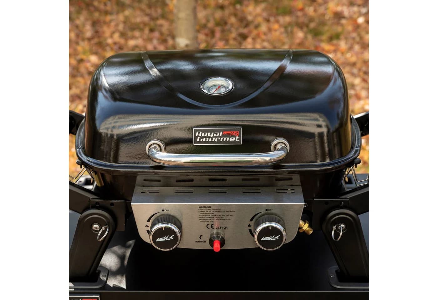 Royal Gourmet Tragbarer Gasgrill 2-Brenner Schwarz mit klappbaren Seitentischen - Bild 3