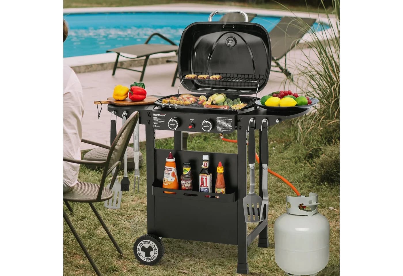 Royal Gourmet 2-Brenner Gasgrill mit Griddle Combo & Thermometer
