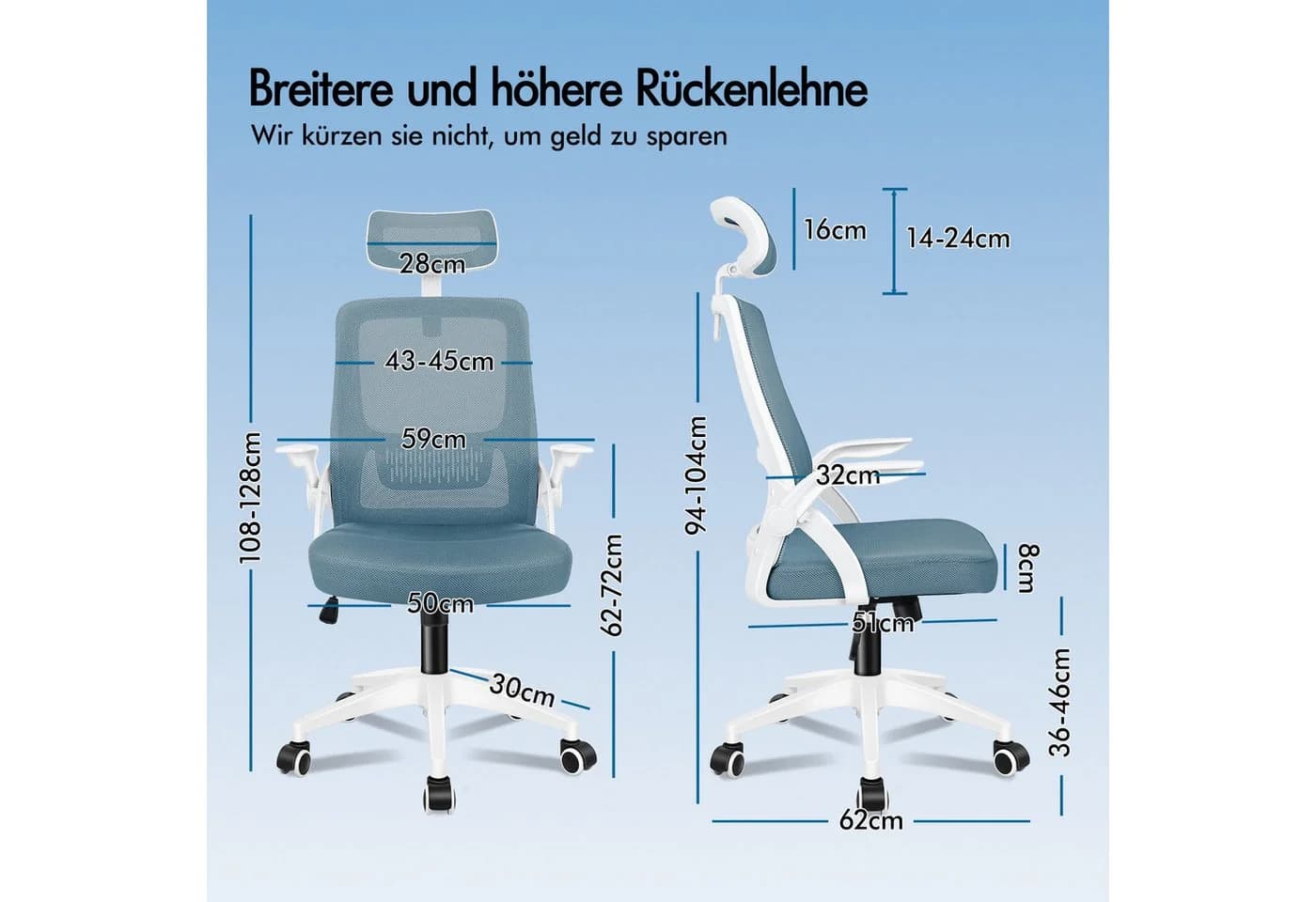 ALFORDSON Bürostuhl S-Kurven-Design Blau