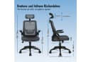 ALFORDSON Bürostuhl S-Kurven-Design 360° drehbar Grau Bild 1