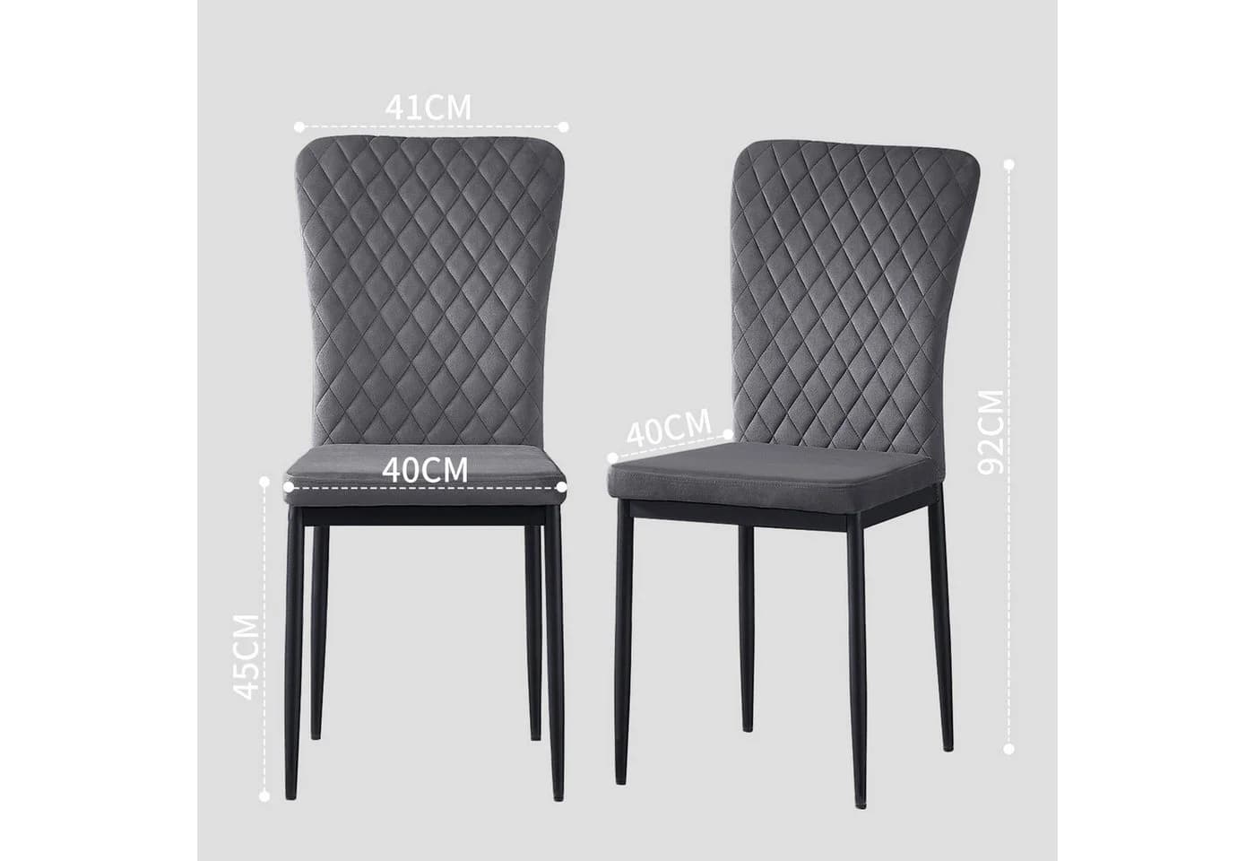 JYMTOM Esszimmerstuhl Samt Metallgestell 6er-Set Grau