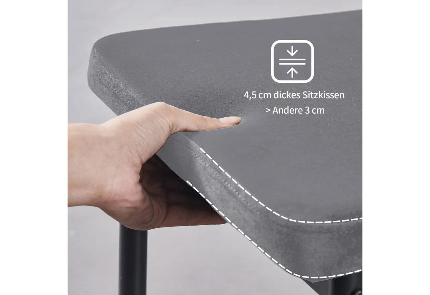 JYMTOM Esszimmerstuhl Samt Metallgestell 6er-Set Grau - Bild 5
