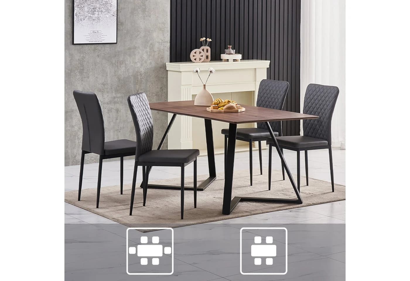 JYMTOM Esszimmerstuhl Kunstleder, hohe Lehne, Metallgestell, 6er-Set - Bild 3