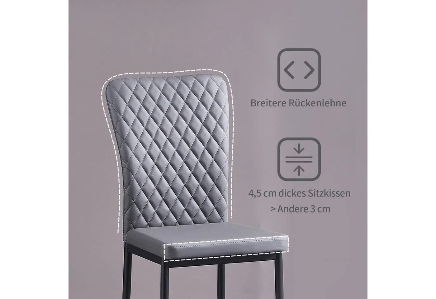 JYMTOM Esszimmerstuhl Kunstleder, hohe Lehne, Metallgestell, 6er-Set - Bild 5