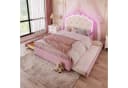 Ulife Polsterbett Jugendbett Kinderbett Kronprinzessinnen-Design 2 Schubladen LED-Umgebungslicht Ausziehbett Bild 2