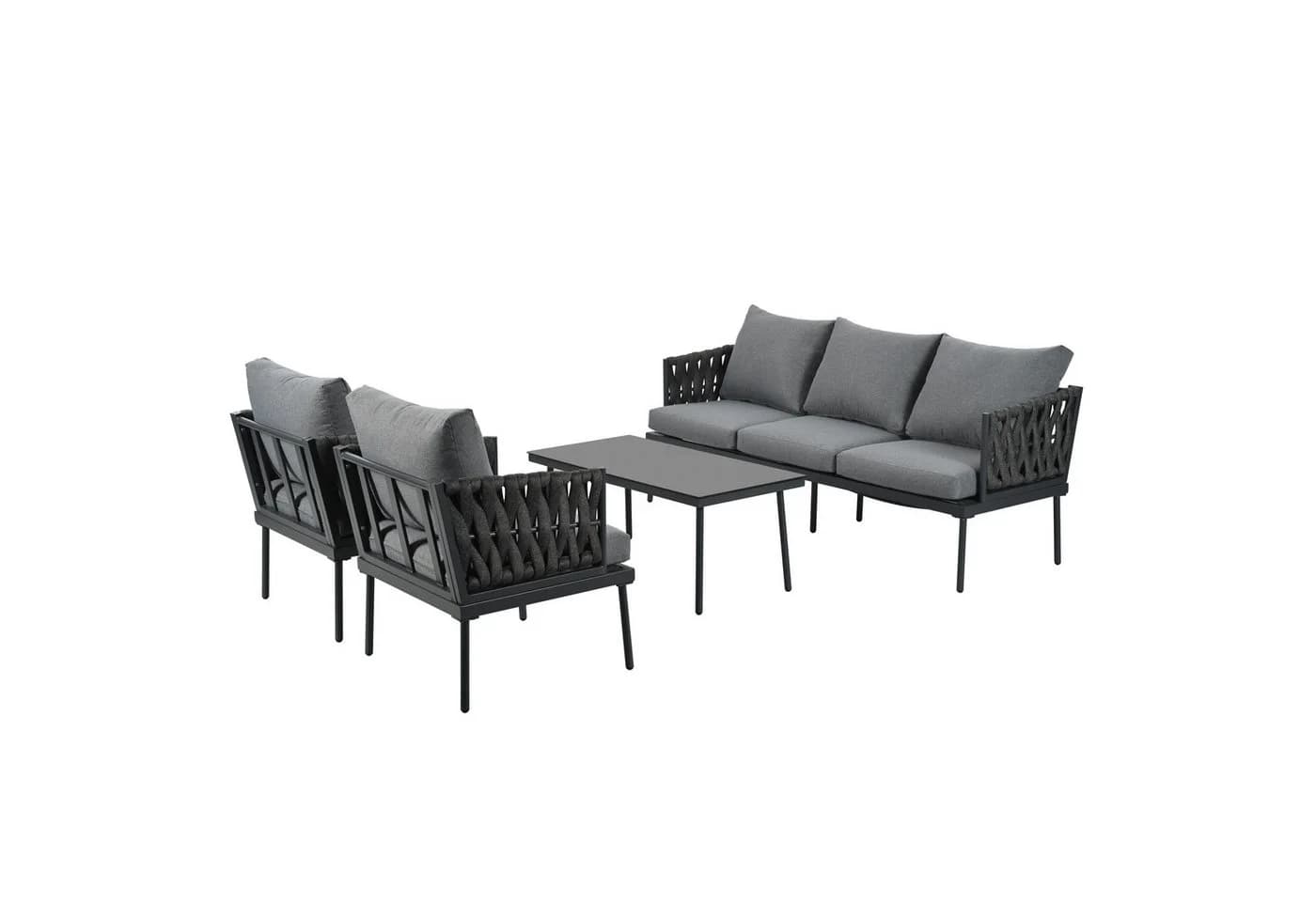 Ulife Gartenlounge-Set 5-tlg. Grau mit Komfortkissen - Bild 5