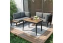 Ulife Gartenlounge-Set 3-tlg. Grau mit Ecksofa und Couchtisch Bild 3