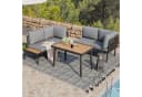 Ulife Gartenlounge-Set 3-tlg. Grau mit Ecksofa und Couchtisch Bild 4