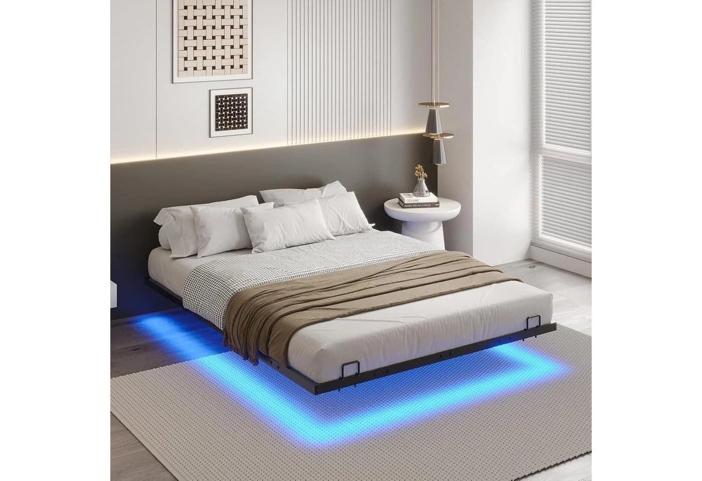 MSMASK Metallbett Schwebebett Bettgestell LED-Beleuchtung 120x200cm - Bild 2