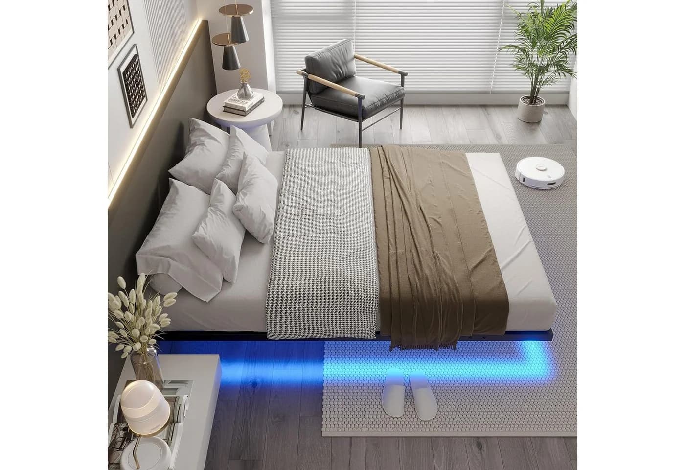 MSMASK Metallbett Schwebebett Bettgestell LED-Beleuchtung 120x200cm - Bild 5