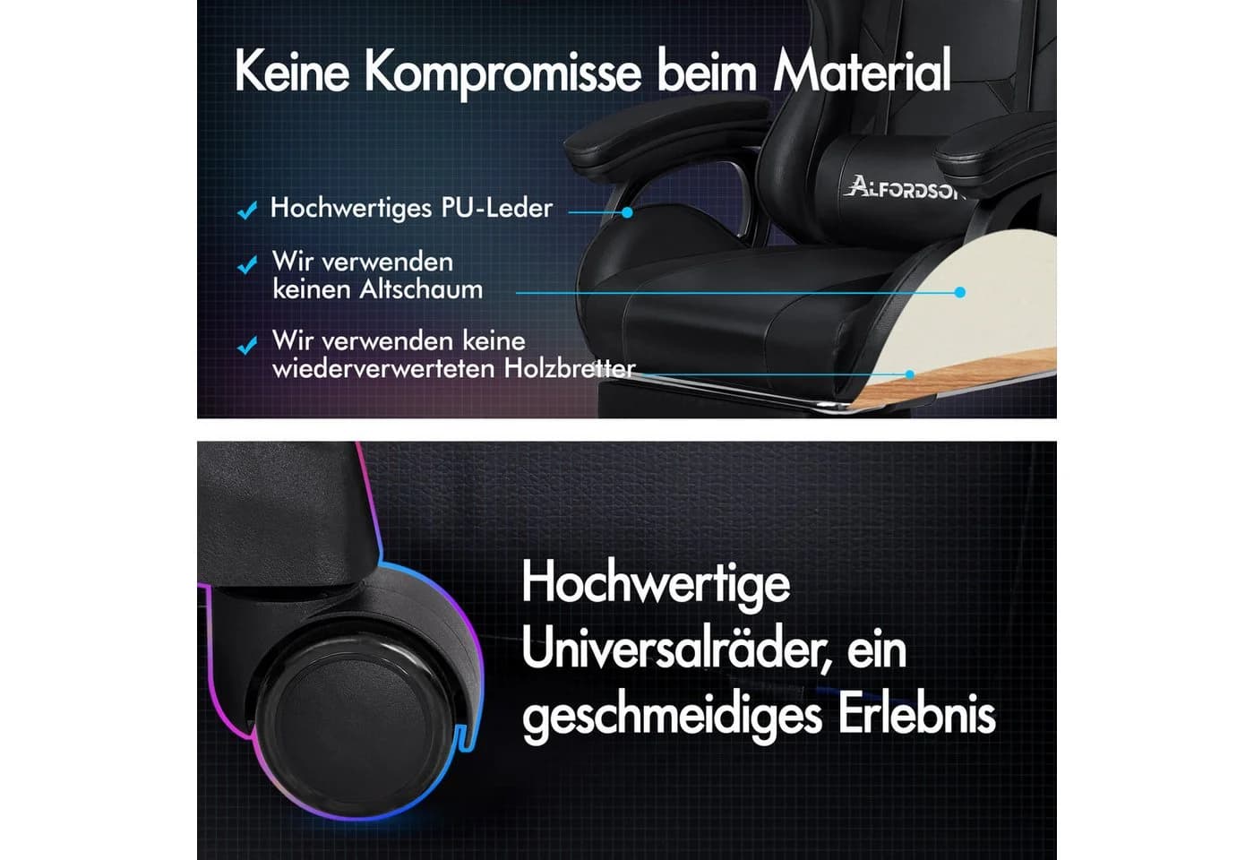 Gaming-Stuhl mit Massagefunktion und ergonomischem Design - Bild 5