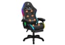 ALFORDSON Gaming-Stuhl mit 8-Punkt-Massagefunktion, RGB-Beleuchtung, Lendenwirbelstütze & Kopfstütze, Stoff, Dunkelgrau Bild 2