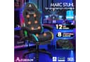 ALFORDSON Gaming-Stuhl mit 8-Punkt-Massagefunktion, RGB-Beleuchtung, Lendenwirbelstütze & Kopfstütze, Stoff, Dunkelgrau Bild 3