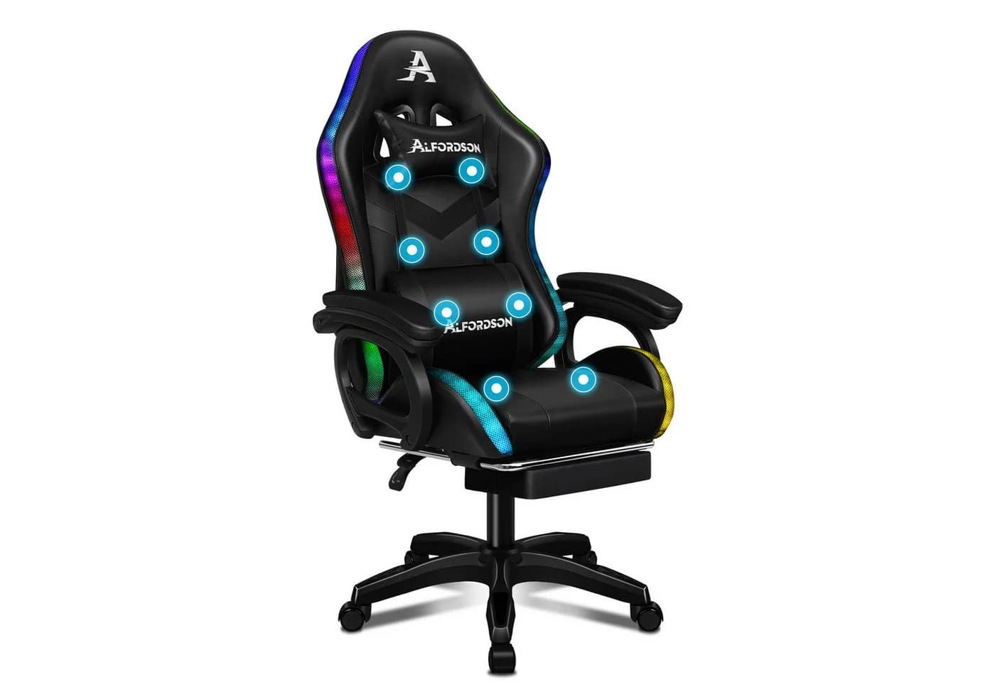 ALFORDSON Gaming-Stuhl 12 RGB LED-Farben Fernbedienung Schwarz - Bild 2