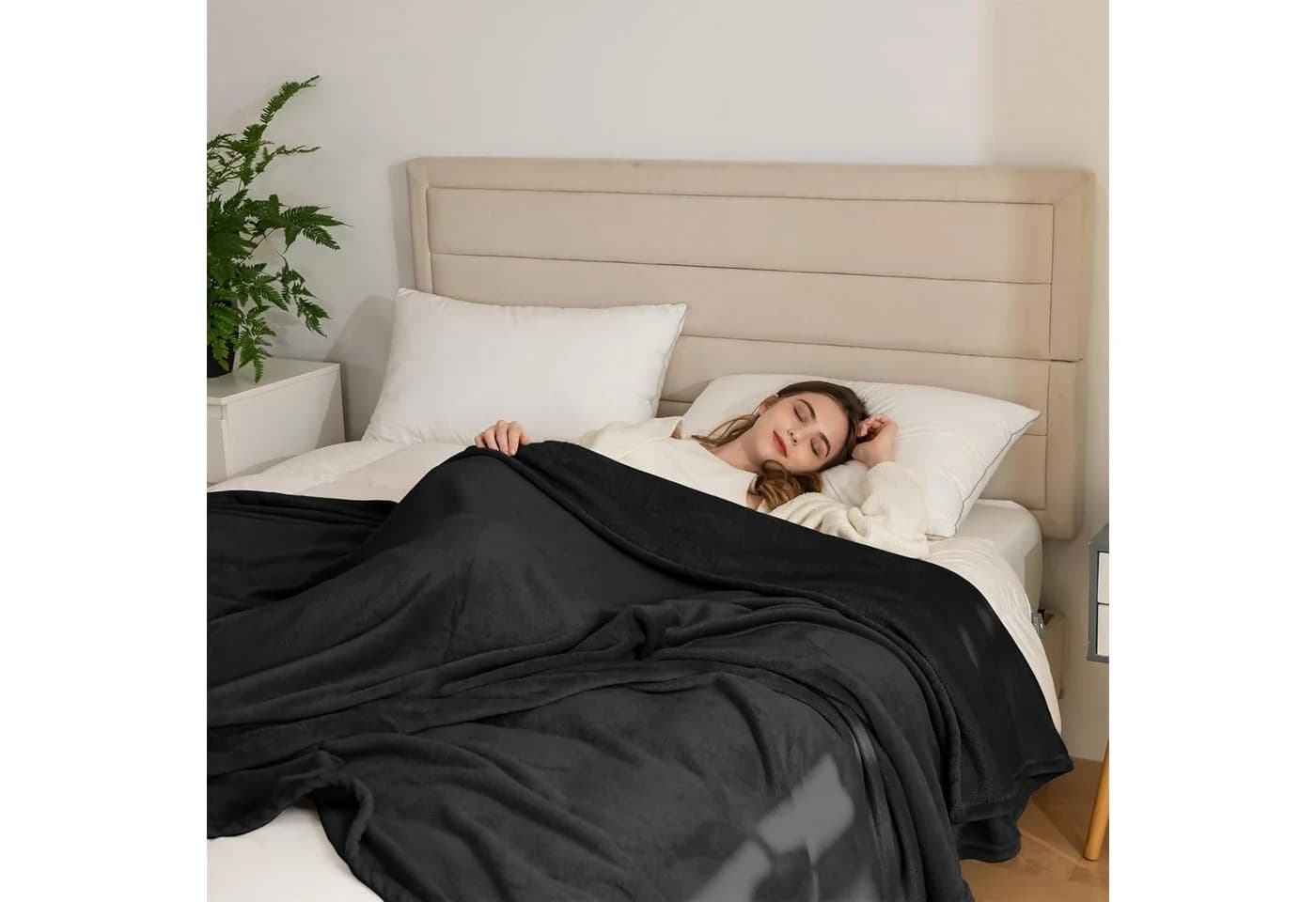 Good Nite Kuscheldecke Flauschig Schwarz Flanell