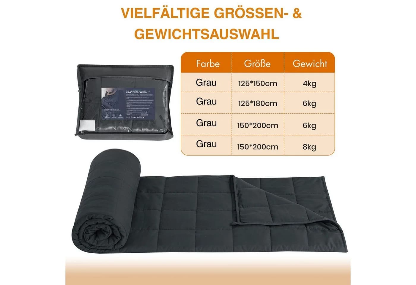 Good Nite Gewichtsdecke Grau 4/6/8 kg