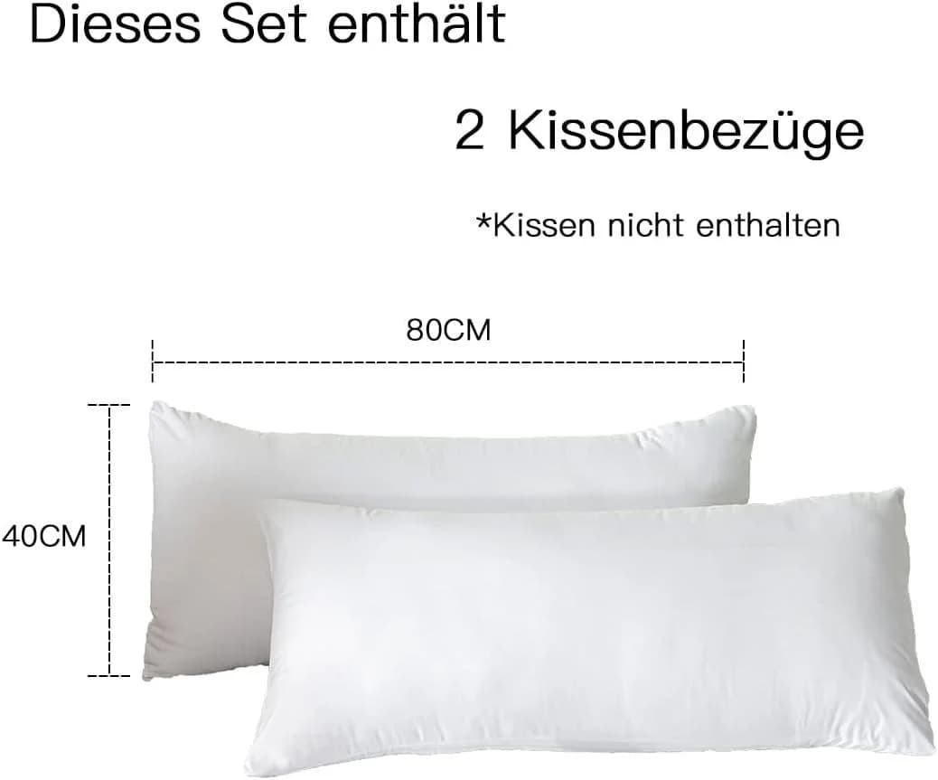 KONO Kissenbezüge 2er Set Weiß Mikrofaser 40x80cm