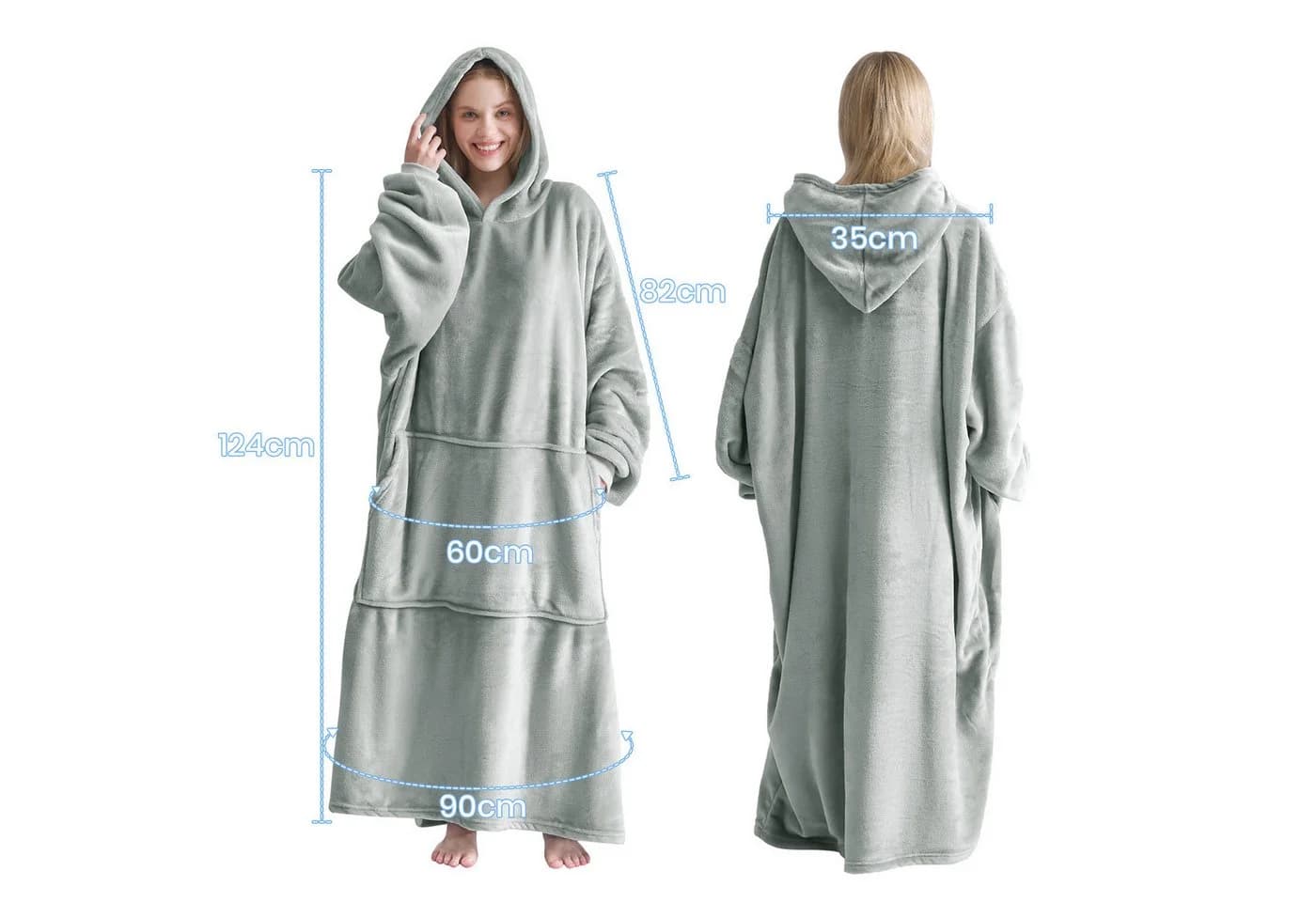 Oversize Kuscheldecke mit Ärmeln aus Flanell und Sherpa Fleece - Bild 4