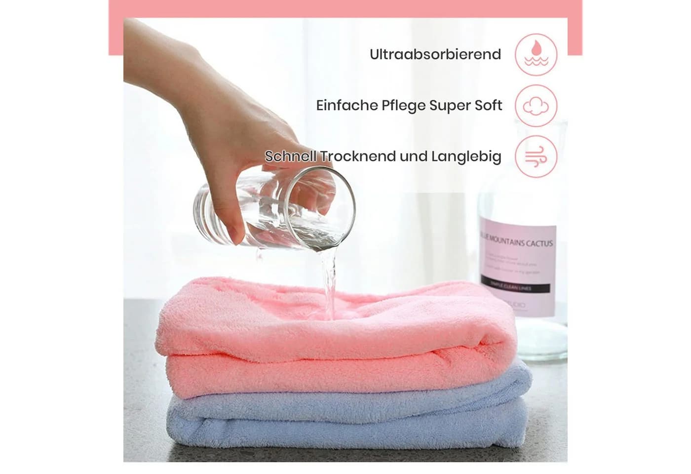 Good Nite Haarturban 3er-Set Blau/Lila/Rosa Mikrofaser - Bild 3