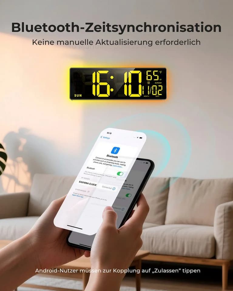 EASYERA Wanduhr 16,5 Zoll RGB Digitale Wanduhr Extra großes LED-Display mit Bluetooth - Bild 3