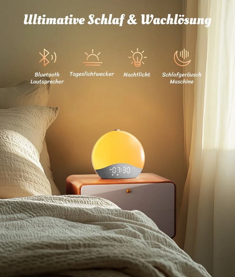 eCozy Tageslichtwecker mit Sonnenaufgang und Bluetooth-Sync