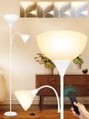 OUTON LED Stehlampe mit Fernbedienung, dimmbar, 2-in-1 Design, weiß Bild 2
