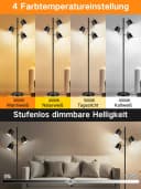 OUTON Stehlampe Dimmbar mit 3 Köpfen Schwarz Touch Fernbedienung Bild 3