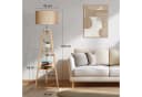 OUTON LED Stehlampe Dimmbar Rattan Akazienholz 2 Ablageflächen Bild 3