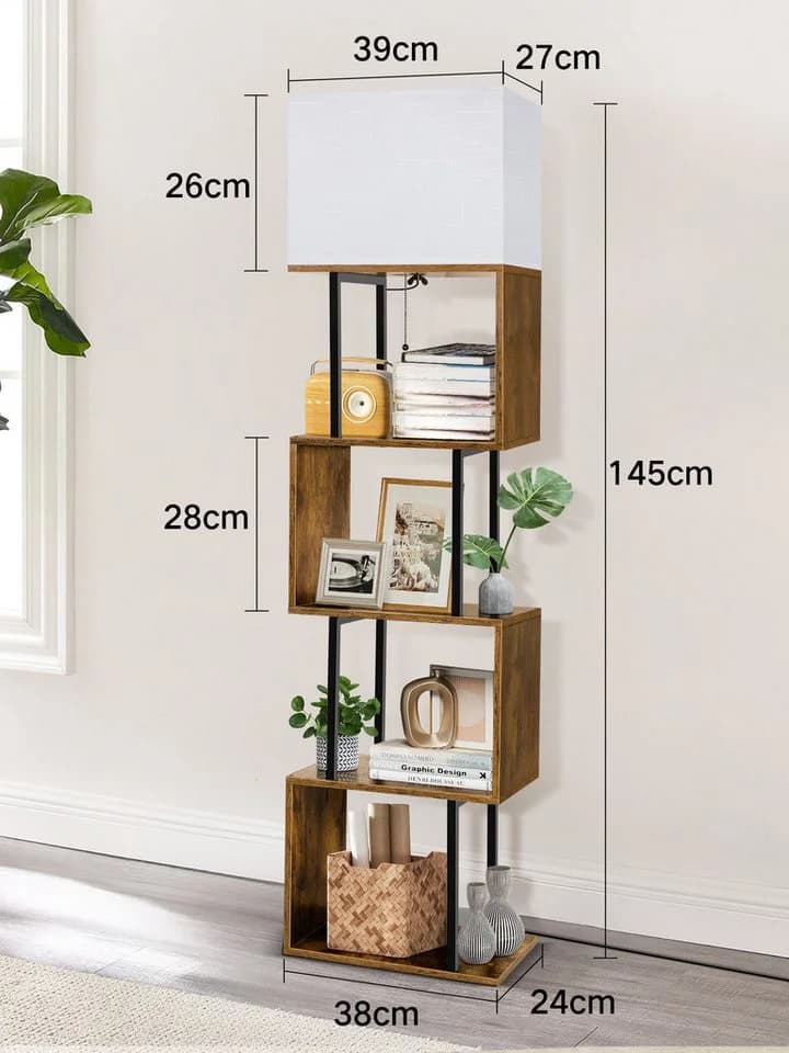 OUTON S-förmige Stehlampe mit Regal, 4 Ebenen, dimmbar, Fernbedienung - Bild 3