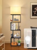 OUTON Stehlampe S-Regal 4 Ebenen mit LED Fernbedienung 3000K-6000K Schwarz/Gelb Bild 2