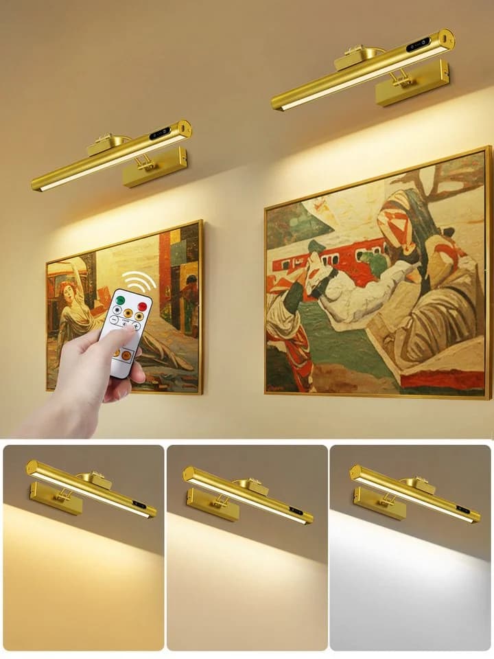 OUTON LED-Bilderleuchte 2er-Set Gold 270° verstellbar & Akku - Bild 2