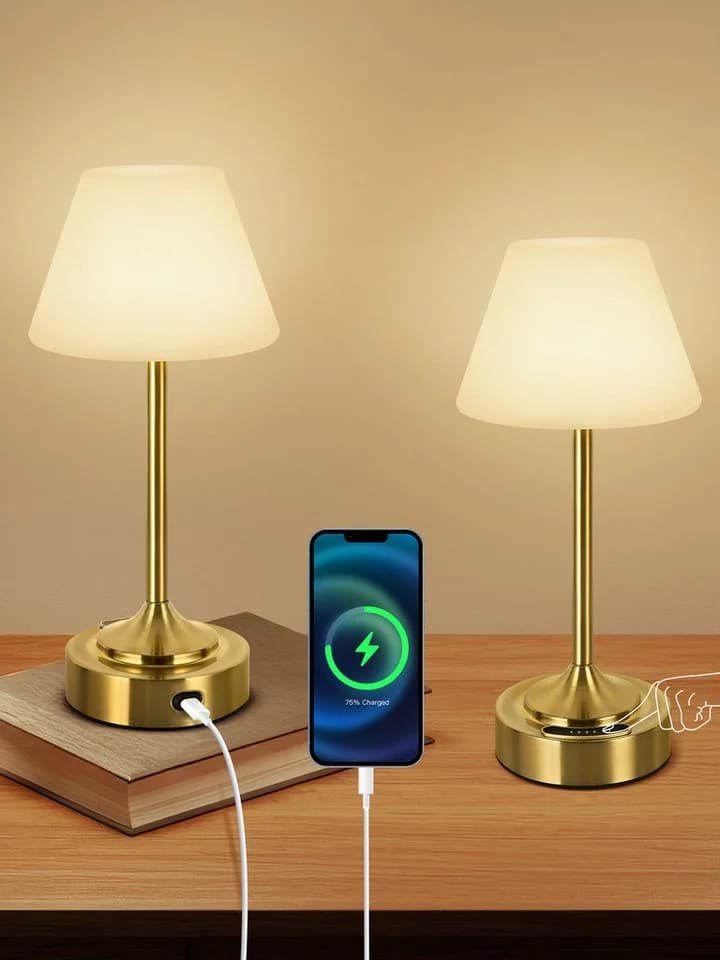 OUTON LED Tischleuchte Kabellos mit Akku & Farbwechsel Gold - Bild 2
