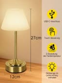 OUTON LED Tischleuchte Kabellos mit Akku & Farbwechsel Gold Bild 3
