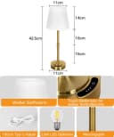 OUTON Kabellose Tischleuchte Gold mit klarem Schirm & Akku Bild 3