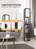 OUTON LED Stehlampe Regal mit Fernbedienung, USB-Anschlüssen und Timer, Braun Bild 5
