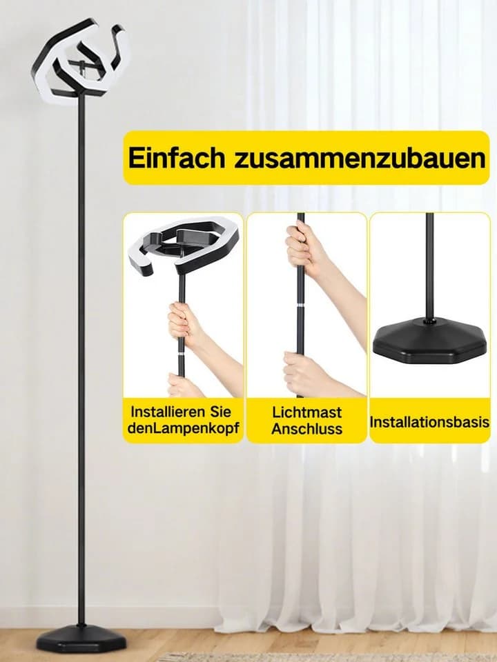 OUTON LED Stehlampe Schwarz Dimmbar 2700K-6500K Fernbedienung - Bild 4