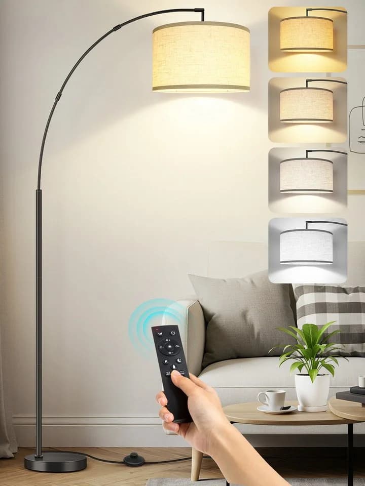 OUTON LED Bogen-Stehleuchte Schwarz Dimmbar Fernbedienung - Bild 2