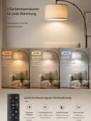 OUTON LED Bogen-Stehleuchte Schwarz Dimmbar Fernbedienung Bild 5