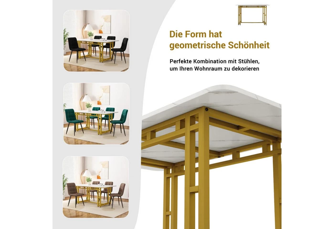 Luxuriöser Moderner Esstisch aus Metall und MDF - Bild 4
