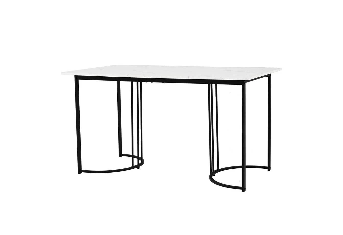 IDEASY Esstisch Modern Marmor-Muster Weiß Metallgestell - Bild 5